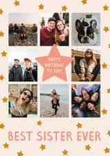 Personalised Birthday Photo Card created by The Pattern Press - Classic Birthday Card - Best Sister Ever - Star Frame