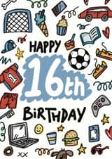 Happy 16th Birthday Card For Teen Boy – Fun Birthday Card created by ROSHAH DESIGNS