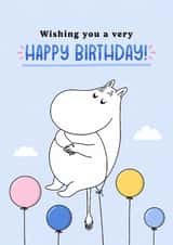 Cute Birthday Card - Moomin - Birthday Balloons created by Moomin Characters