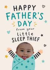 Personalised Father's Day Photo Card created by Tiger Feet Creations - Funny First Father’s Day Photo Card - Little Sleep Thief Baby Card - Son