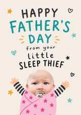 Personalised Father's Day Photo Card created by Tiger Feet Creations - Cute New Dad Photo Card for Father’s Day - From Your Little Sleep Thief Daughter