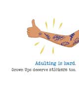Funny Love And Friendship Card - Adulting Is Hard - Tattoos created by Dandelion Stationery