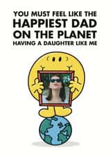 Personalised Father's Day Photo Card created by Mr. Men - Funny Father's Day Card - Happiest Dad On The Planet - Mr. Men - From Daughter