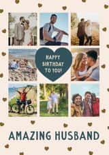 Personalised Birthday Photo Card created by The Pattern Press - Classic Birthday Card - Amazing Husband - Hearts