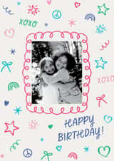 Personalised Birthday Photo Card created by Olivia Raufman Design - Classic Birthday Card - Doodle Frame
