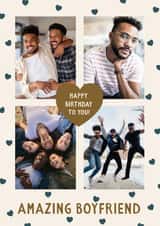 Personalised Birthday Photo Card created by The Pattern Press - Classic Birthday Card - Amazing Boyfriend - Hearts