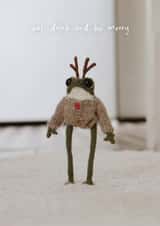 Cute Christmas Card - Knitted Frog - Eat Drink And Be Merry - Heknitt created by lil wabbit