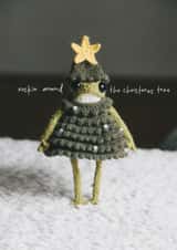 Cute Christmas Card - Rockin' Around the Christmas Tree - Knitted Frog - Heknitt created by lil wabbit