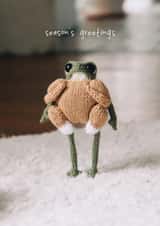 Cute Christmas Card - Season's Greetings - Turkey Frog - Heknitt created by lil wabbit