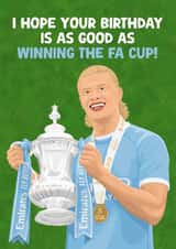 Erling Haaland Man City Birthday Card - FA Cup Winners created by Pink Peach Cards