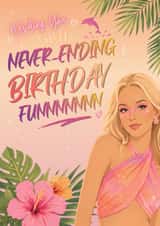 Zara Larsson Inspired Midnight Sun Tropical Birthday Card For Her created by Blush Boulevard