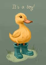 Cute Duckling Birth Card for a Baby Boy created by Lydia Janike
