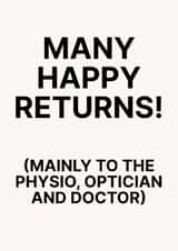Funny Birthday Card - Many Happy Returns created by Leamington Underground