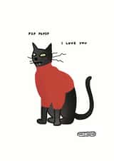 Funny Anniversary Card - Whimsical Cat - I Love You created by Imo D