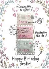 Cute Happy Birthday Bestie Card – Dream Love Happy Aesthetic Friend created by nila holden