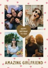 Personalised Birthday Photo Card created by The Pattern Press - Classic Birthday Card - Amazing Girlfriend - Hearts Frame