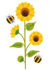 Cute Anniversary Card for Couple: 'Love Grows Here' with Sunflowers & Bees created by claire close