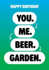 Funny Happy Birthday Card For your mate who loves a beer garden created by Seb Sells