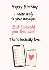 Funny Birthday Card for Bad Texters With Phone Illustration created by ifandwhenprints