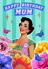 Pretty Birthday Card For Mum - Retro Style Card created by Violet and Alfie