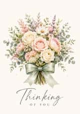 Beautiful Thinking Of You Card With Watercolour Bouquet Of Flowers created by BeauPrintBoutique