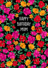 Classic Birthday Card - For Mum - Red, Pink & Orange Flowers created by Poppy & Mabel 