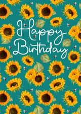 Pretty Birthday Card for Friend - Sunflower and Bee Pattern - Happy Birthday created by Leanne Munro