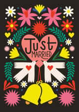 Just Married | Cute Wedding Card created by AbiGoLucky