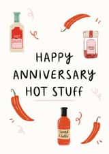 Happy Anniversary Hot Stuff Card - Cheeky Chilli Peppers - Hot Stuff Pun created by Lauren Barclay