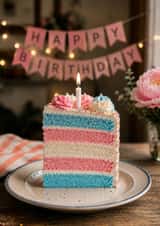 Trans Pride Flag Rainbow Cake Birthday Card created by robert mottershead