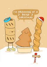 Funny Christmas Card Celebrating Delicious Beige Christmas Food! created by Running with Scissors