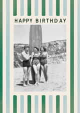 Personalised Birthday Photo Card created by AniSomi - Classic Birthday Card - Retro Stripes Design