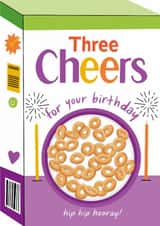 Classic Birthday Card - Three Cheers Cereal created by Ricicle Cards