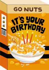 Funny Honey Nut Cereal Birthday Card for Friend - Go Nuts Bumblebee Box created by Ricicle Cards