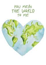 Classic Anniversary Card — Mean the World To Me — Watercolour Earth created by Alice Smith