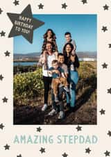 Personalised Birthday Photo Card created by The Pattern Press - Classic Birthday Card - Amazing Stepdad - Starry Frame