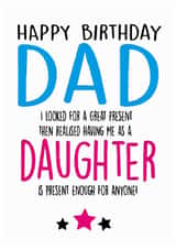 Funny Birthday Card For Dad From Daughter Present Joke created by Cheeky Chops Cards