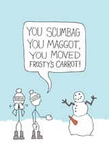 Funny Christmas Card - Frosty's Carrot - Snowman created by The Curious Pancake