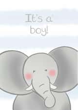 Cute New Baby Boy Card - Safari Elephant New Baby Card - Cute Elephant Card created by Bumbleberry Park