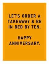 Funny Anniversary Card - A Takeaway And Bed By Ten created by Ohh Deer