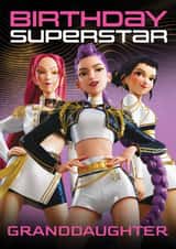 K-Pop Demon Hunters Birthday Card – Birthday Superstar – Fun Birthday Card for Granddaughter created by Danilo