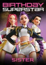K-Pop Demon Hunters Birthday Card – Birthday Superstar – Fun Birthday Card for Sister created by Danilo