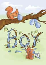 Cute Red Squirrel New Baby Boy Card - It's A Boy Fun Animal Card created by Jade Blakeley