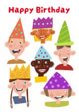 Cute Birthday Card - Kids - Party Hats created by Hinkypunk Illustration 
