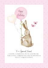A Cute Birthday Card for a Special Friend - Rabbit holding birthday balloons. created by With Love From