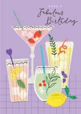 Classic Birthday Card - Summer Cocktails - Fabulous Day created by Laura Darrington Design Ltd.