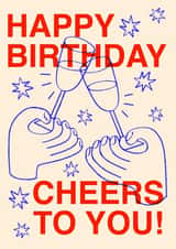 Arty Birthday Card - Cheers To You! - Glasses created by Rosie Delilah Foden