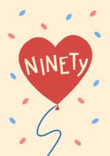 Classic 90th Birthday Card - Ninety - Heart Balloon created by Running with Scissors