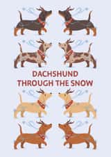 Dog Christmas card • Dachshund through the snow • Dachshunds • For a Good Friend created by Woof by Hollie
