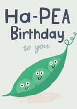 Cute Birthday Card - Ha-Pea Birthday To You - Peas created by Lisa Greener